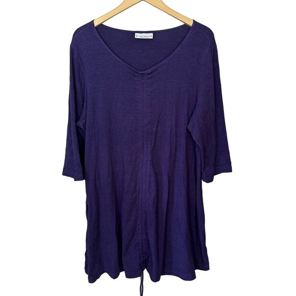 Bryn Walker Jersey Dress Dark Purple Bamboo Organic‎ Cotton Spandex Pocket USA - Picture 1 of 8